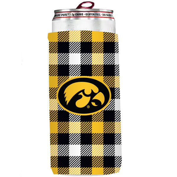 Iowa Hawkeyes Slim Can Plaid Coozie