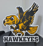 Iowa Hawkeyes Flying Herky with "Hawkeyes" or Custom