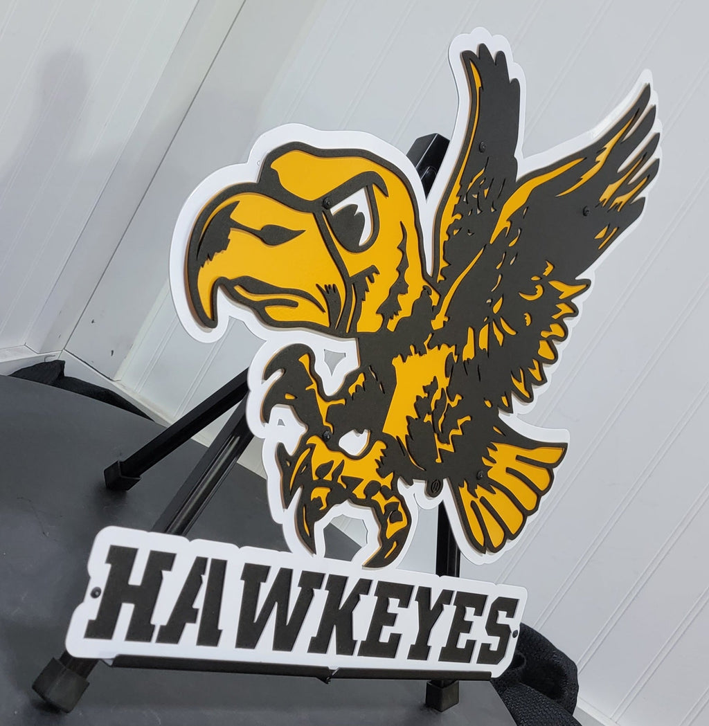 Iowa Hawkeyes Flying Herky with "Hawkeyes" or Custom