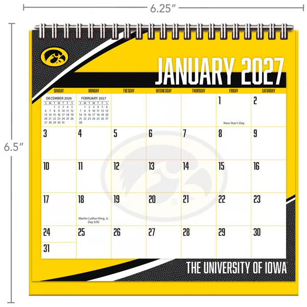 Iowa Hawkeyes 2027 Easel Desk Calendar
