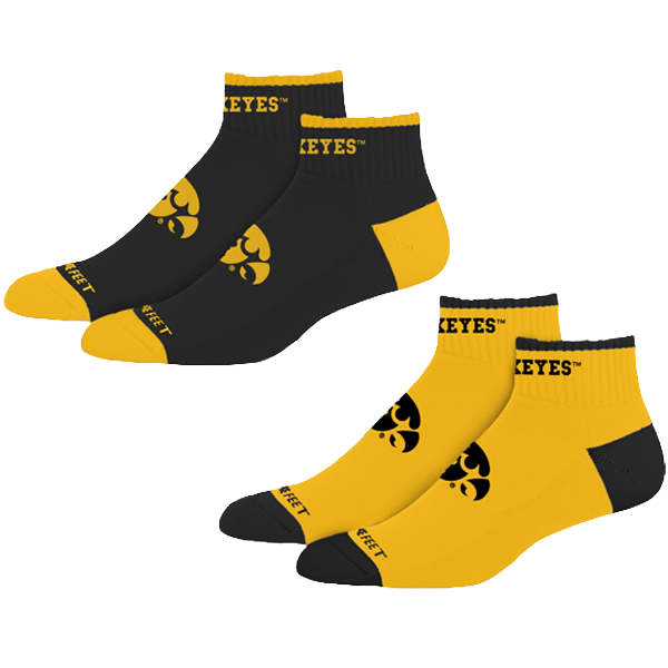 IOWA HAWKEYES FRONT & CENTER 2 PK SOCKS