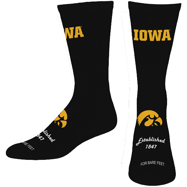 IOWA HAWKEYES ESTABLISHED SOCKS