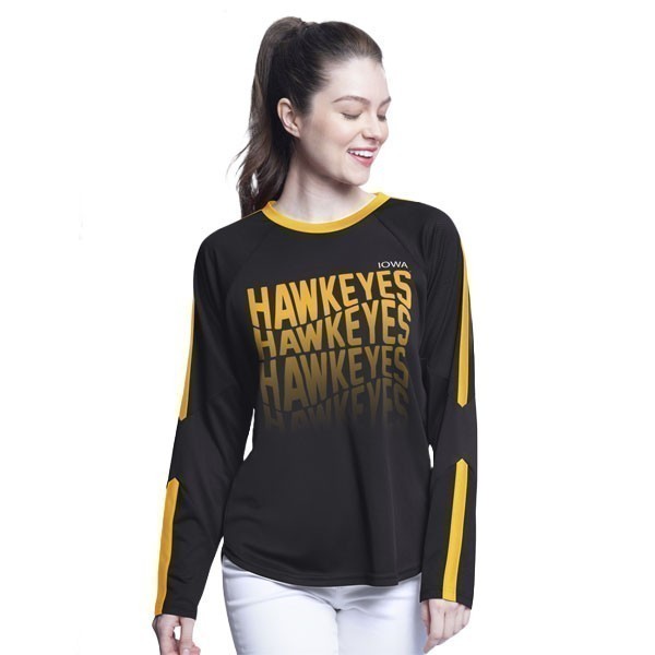 Iowa Hawkeyes Rain Check Mesh Long Sleeve Top