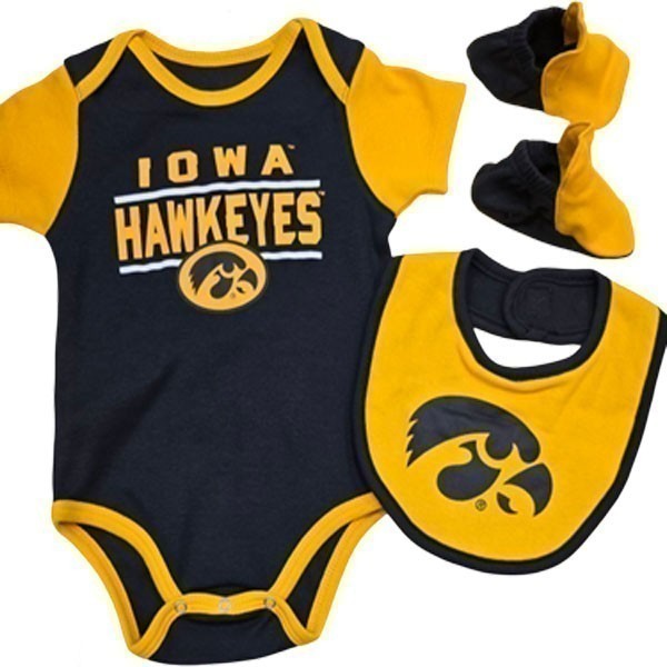 Iowa Hawkeyes Infant Home Field Creeper Bib/Booties Set