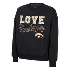 IOWA HAWKEYES GIRLS CHECKERED LOVE CREW SWEATSHIRT