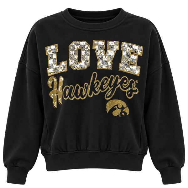 IOWA HAWKEYES TODDLER CHECKERED LOVE CREW SWEATSHIRT