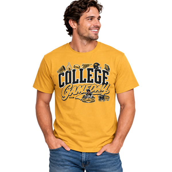 Iowa College GameDay Icons Gold Tee