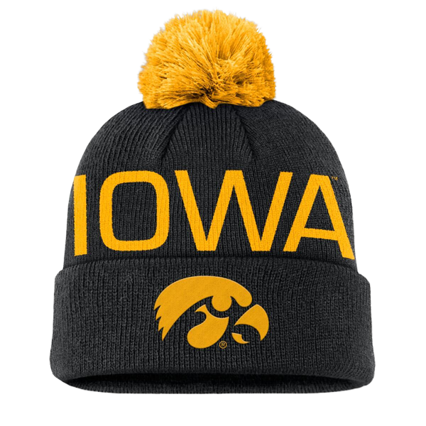 IOWA HAWKEYES PEAK STANDARD POM CUFF KNIT