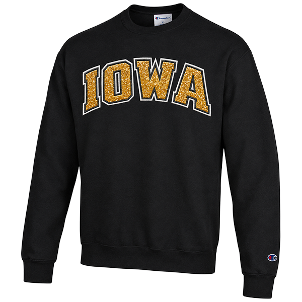 IOWA HAWKEYES POWERBLEND TWILL GLITTER CREW W/IOWA