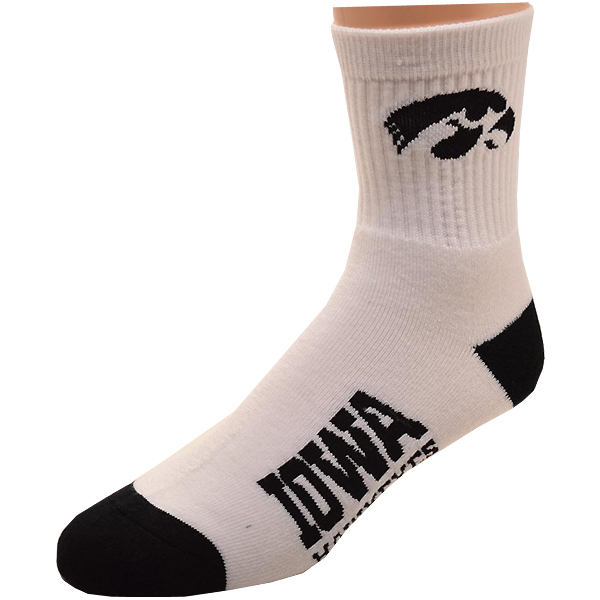 Iowa Hawkeyes No Show White/Black Socks