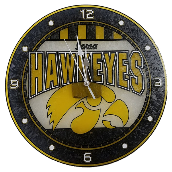 Iowa Hawkeyes Glass Art Clock