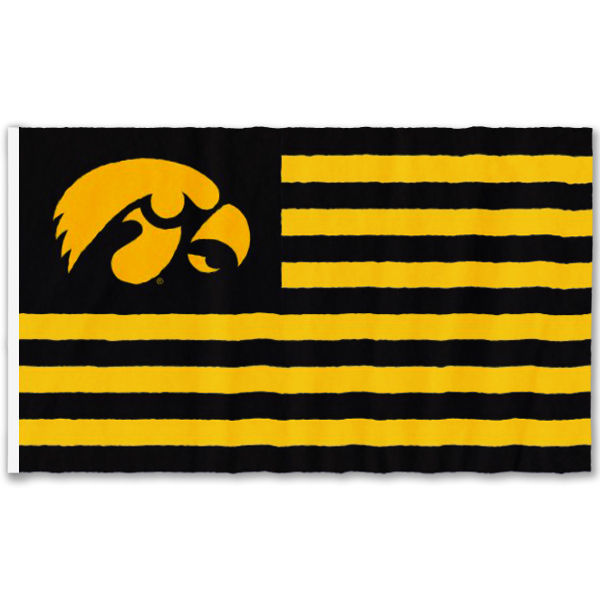 Iowa Hawkeyes Striped Applique Flag - Grommets