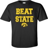 Iowa Hawkeyes Beat State Black Tee