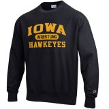 Iowa Hawkeyes Wrestling Black Reverse Weave Crew Sweat