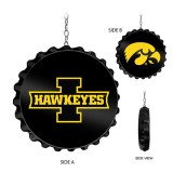 Iowa Hawkeyes Dual Logo Bottle Cap Dangling Sign