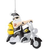 Iowa Hawkeyes Motorcycle Santa Ornament