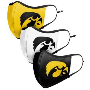 Iowa Hawkeyes Adult Sport Face Mask - 3pack