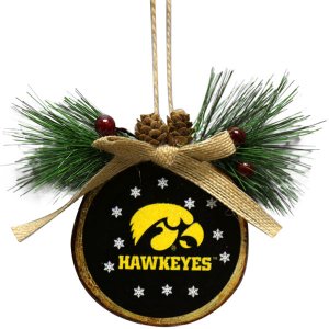 Iowa Hawkeyes Glitter Wood Stump Ornament